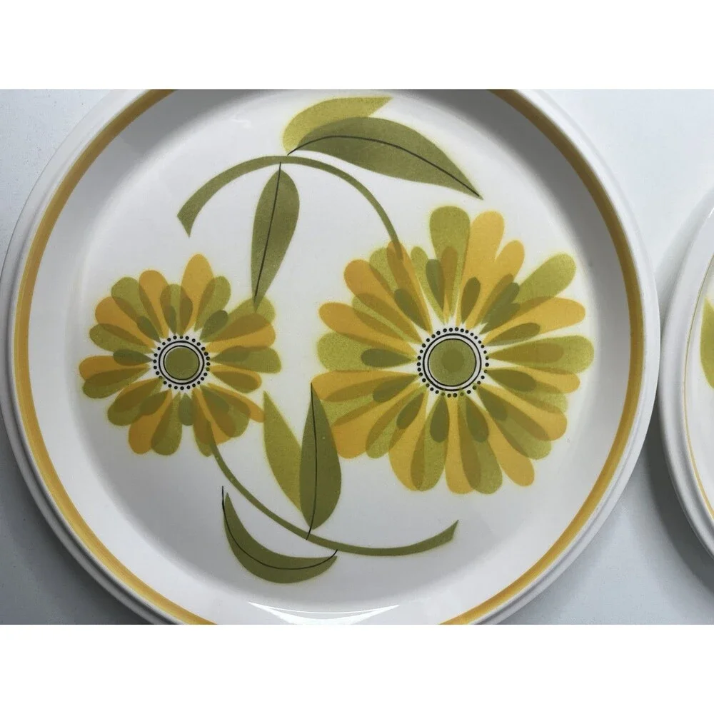 Mikasa Light n Lively Happy Set Of 4 Dinner Plates 70’s Flower Floral BIN2